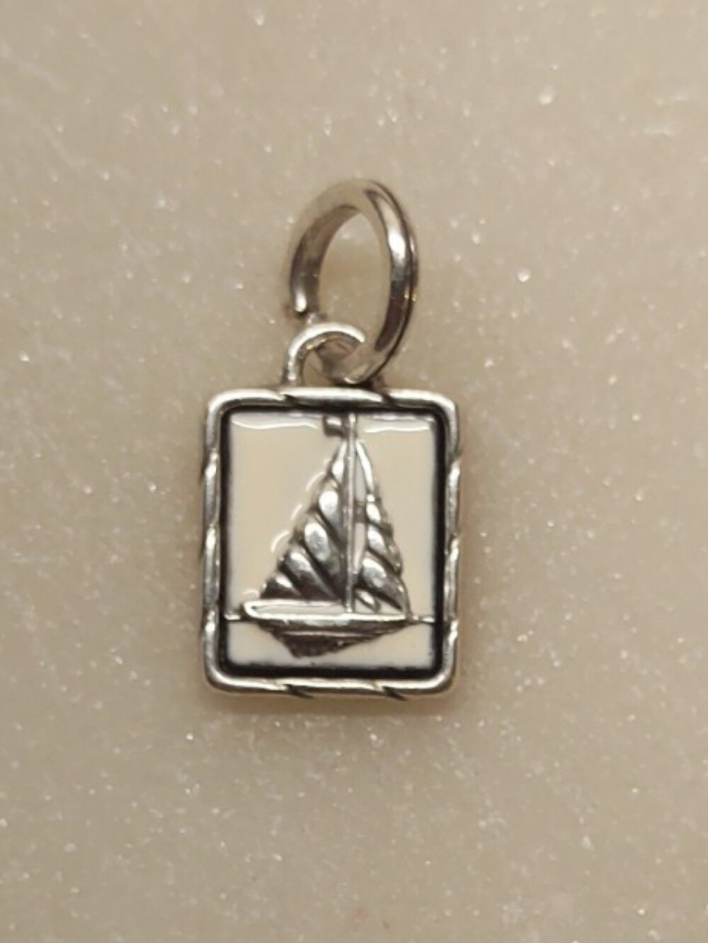 Brighton Rare White Enamel & Silver Sailboat 3D Charm